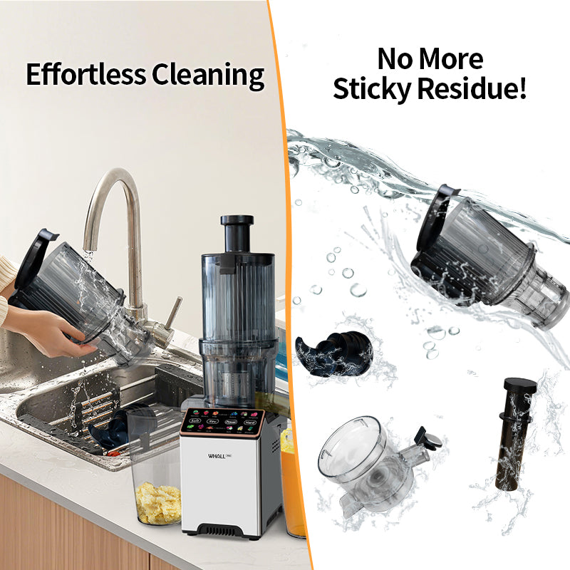 WHALL® Cold Press Juicer Machine with Touchscreen, Slow Masticating Machines with 3" Extra Large Feed Chute, Reverse Function, Soft & Hard Models