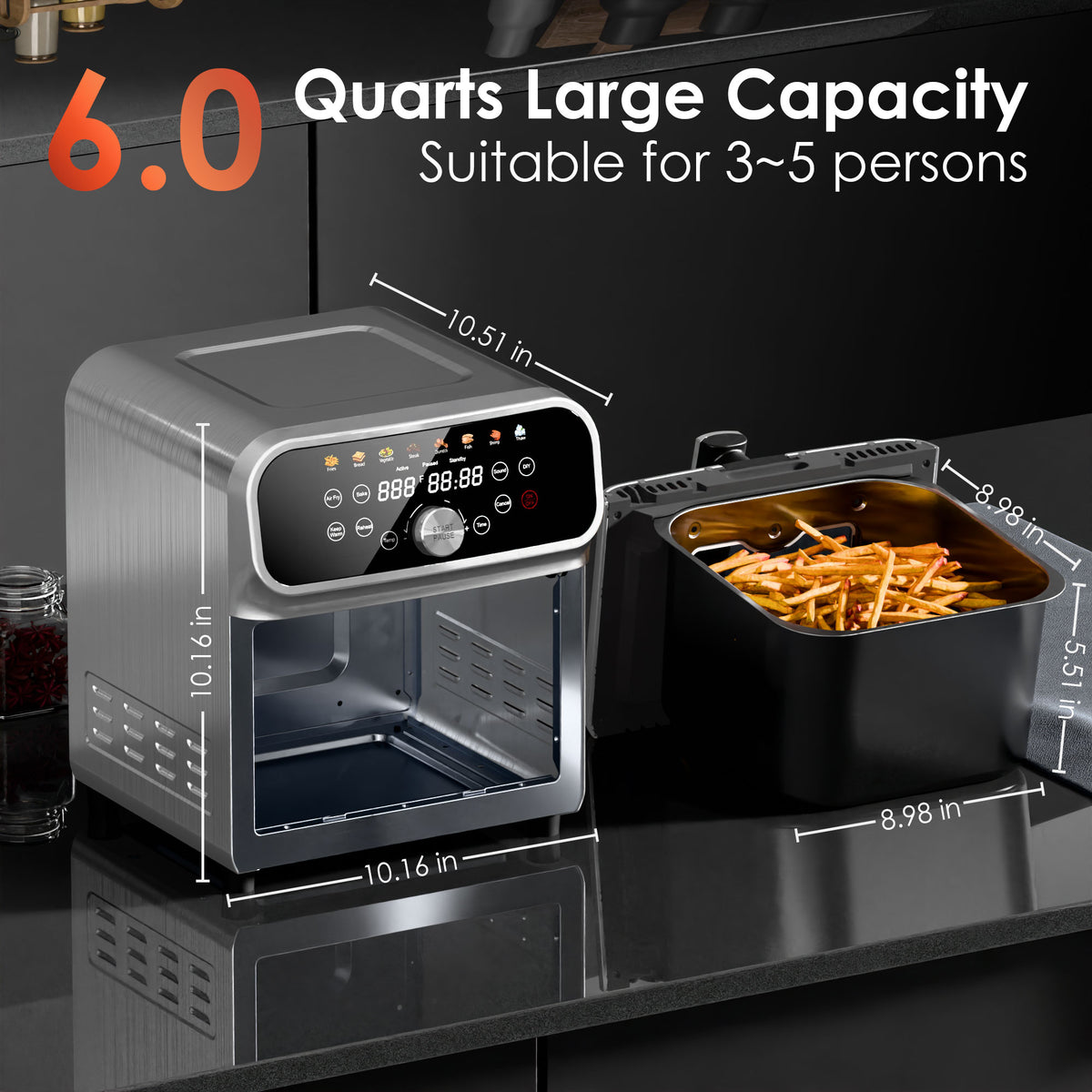 WHALL 6QT All-Stainless Air Fryer