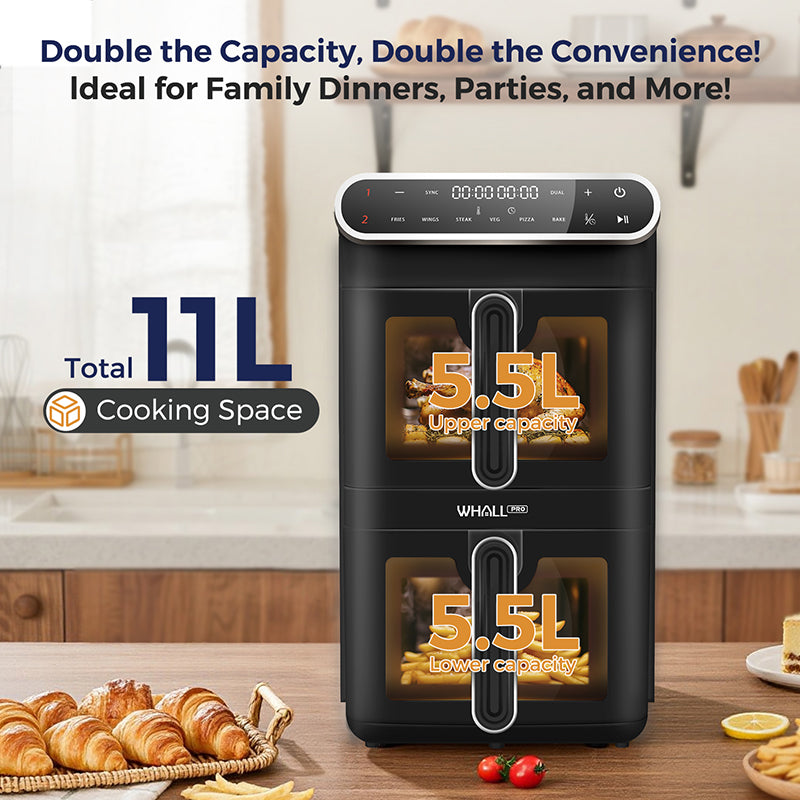 WHALL 11L Dual Basket Air Fryer