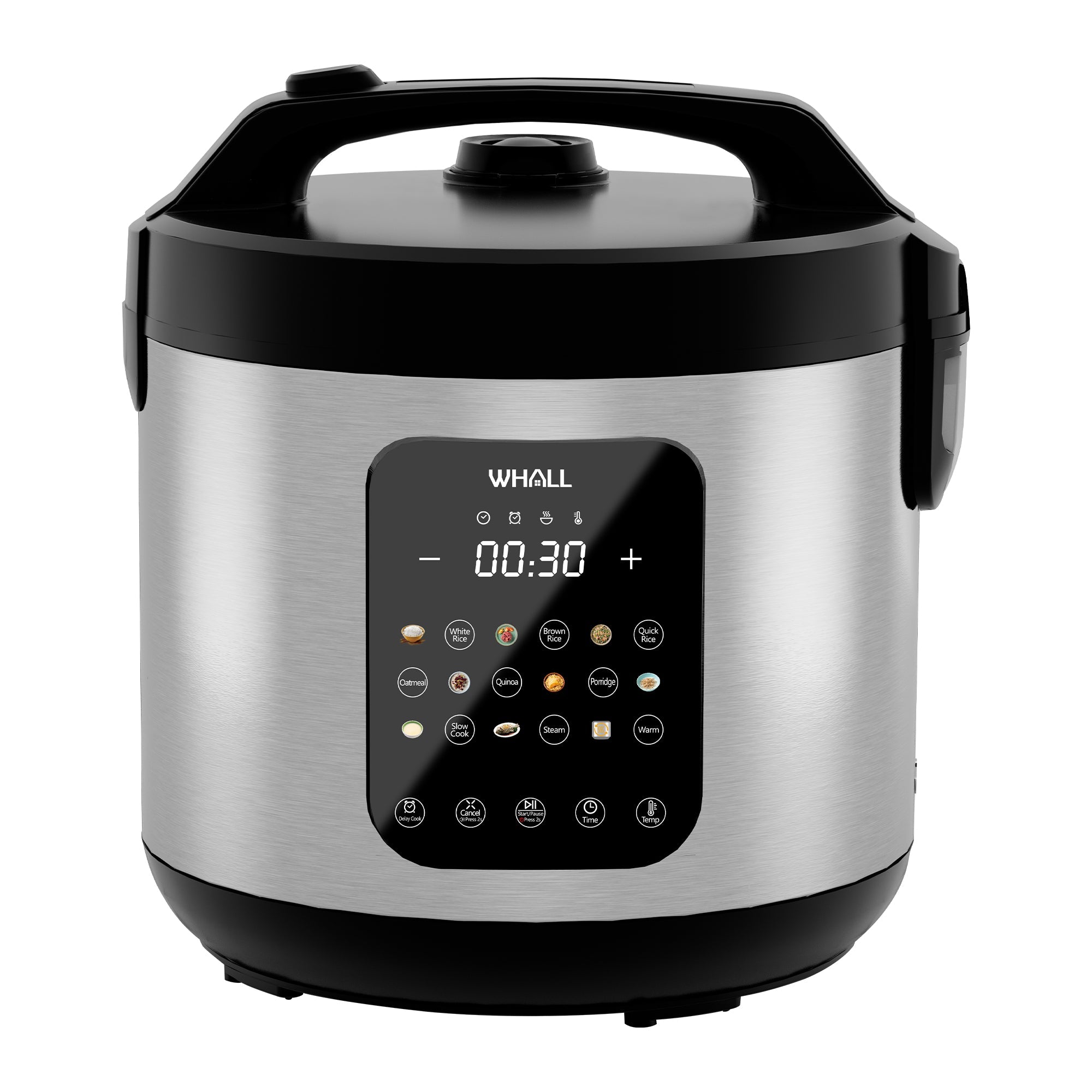 WHALL Digital Rice Cooker, 10-Cup (Uncooked) / 20-Cup (Cooked), Steamer, Multicooker, Slow Cooker, Oatmeal, Auto Keep Warm, 5 Qt, Stainless Steel New