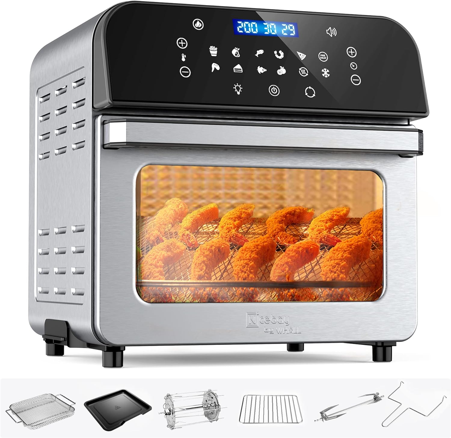Whall Air Fryer Oven ¨C 12QT Touchscreen Air Fryer with 12 Pre-set Menus, up to 95% Less Oil, and Clearlook Window,New