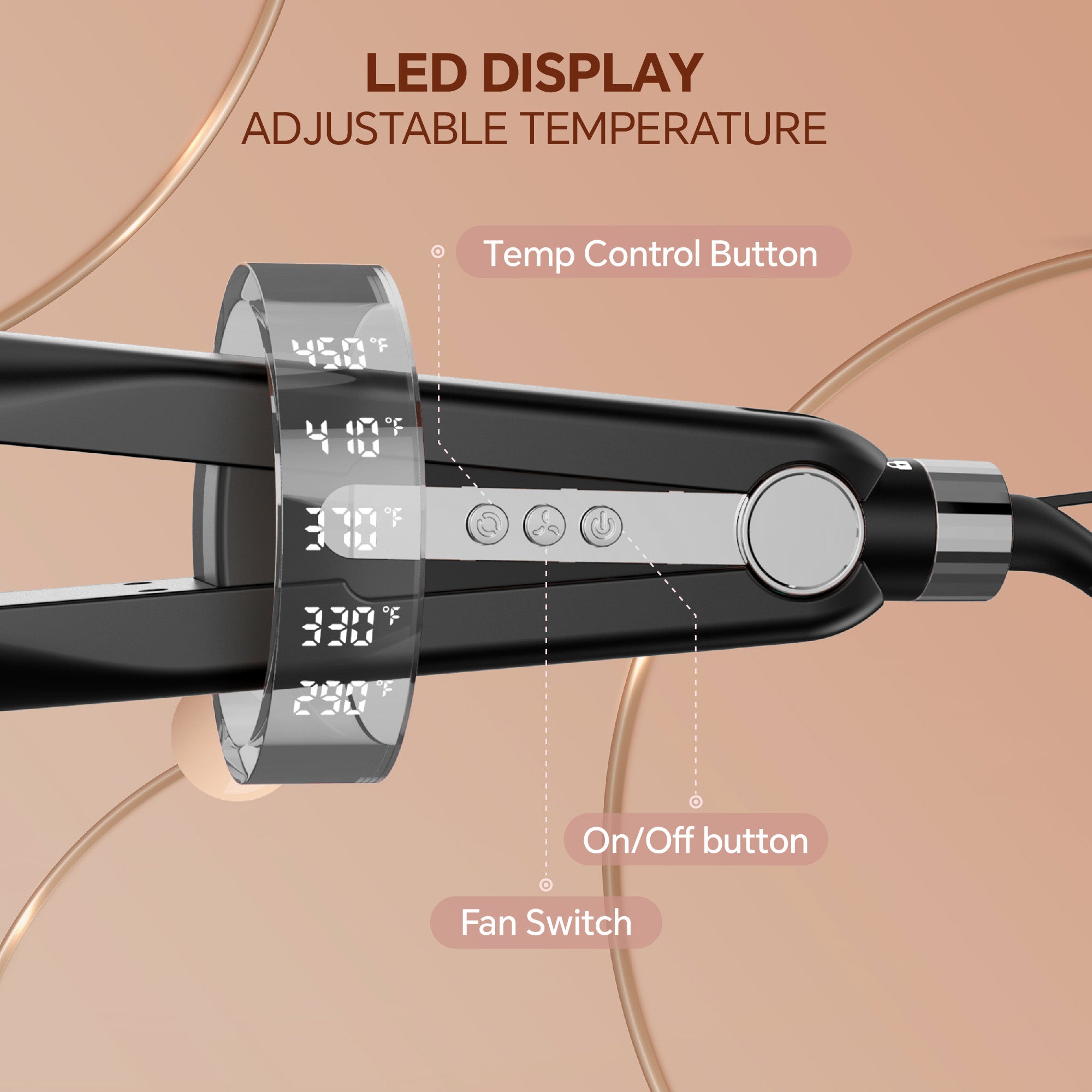 Nicebay Hair Straightener, Airflow Styling, 1 inch Curling Wand Cool Air Vent, 5 Temp, Dual Voltage