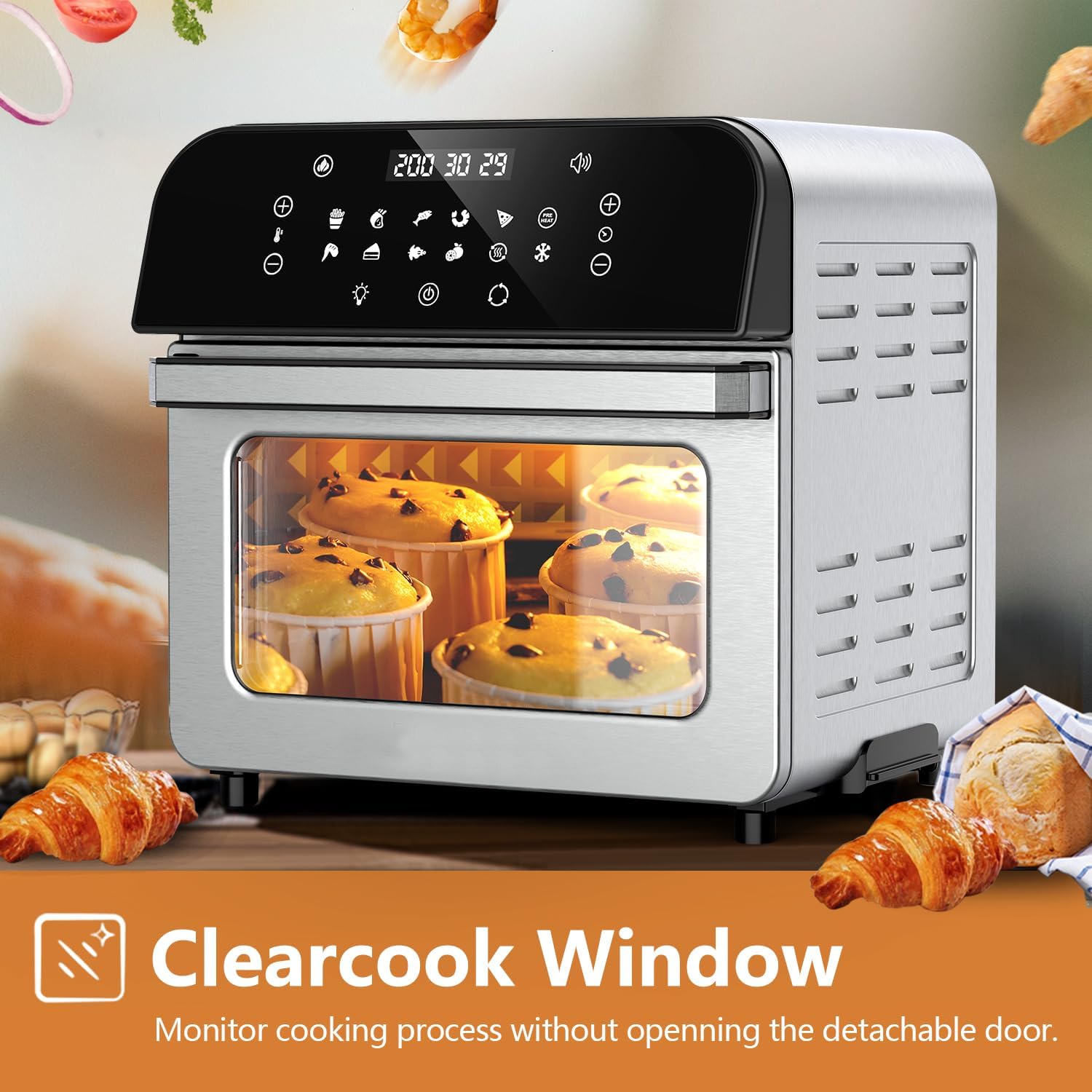 Whall Air Fryer Oven ¨C 12QT Touchscreen Air Fryer with 12 Pre-set Menus, up to 95% Less Oil, and Clearlook Window,New