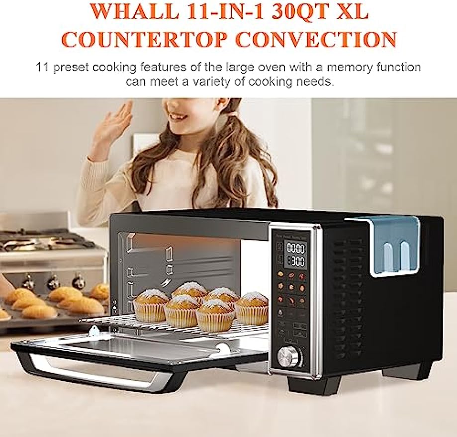 WHALL Air Fryer Oven, Max XL Large 30-Quart Smart Convection Oven,11-in-1  Toaster Oven with Steam Function,12-inch Pizza,6 slices of Toast, 4
