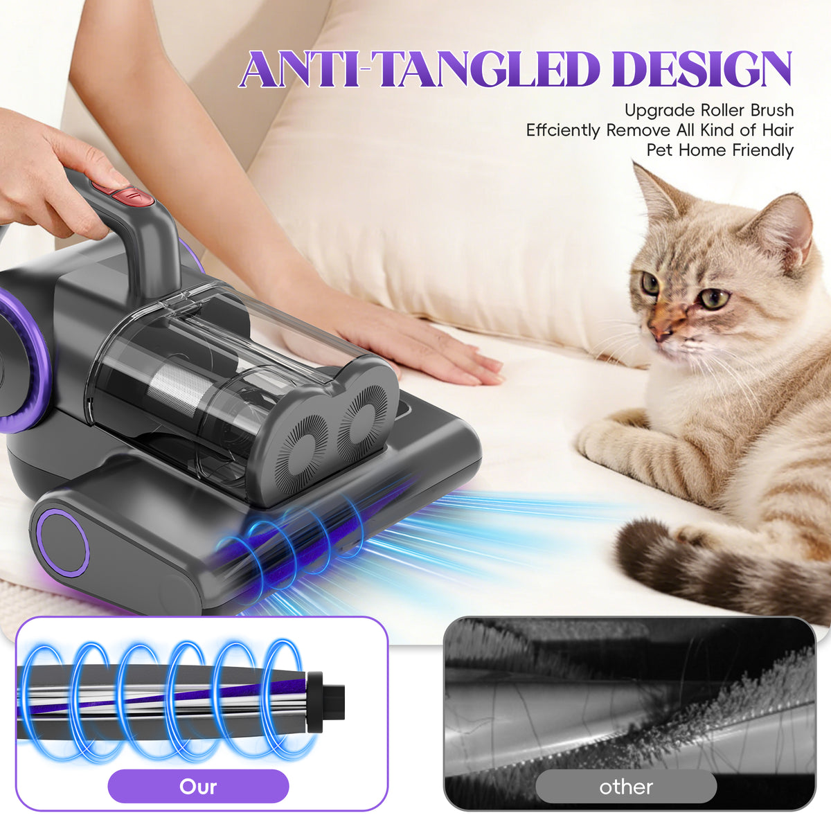 WHALL 4-in-1 UV Mattress Vacuum Cleaner