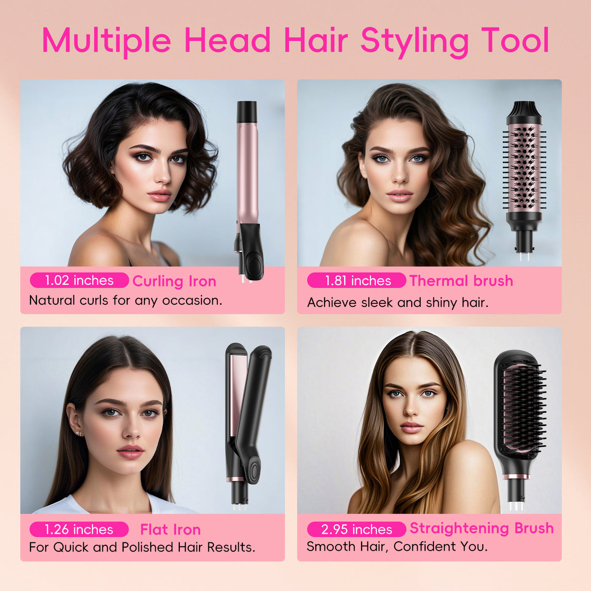 Nicebay Curling Iron Set-Instant Heat Hair Curling Wand Set with Curling Brush,