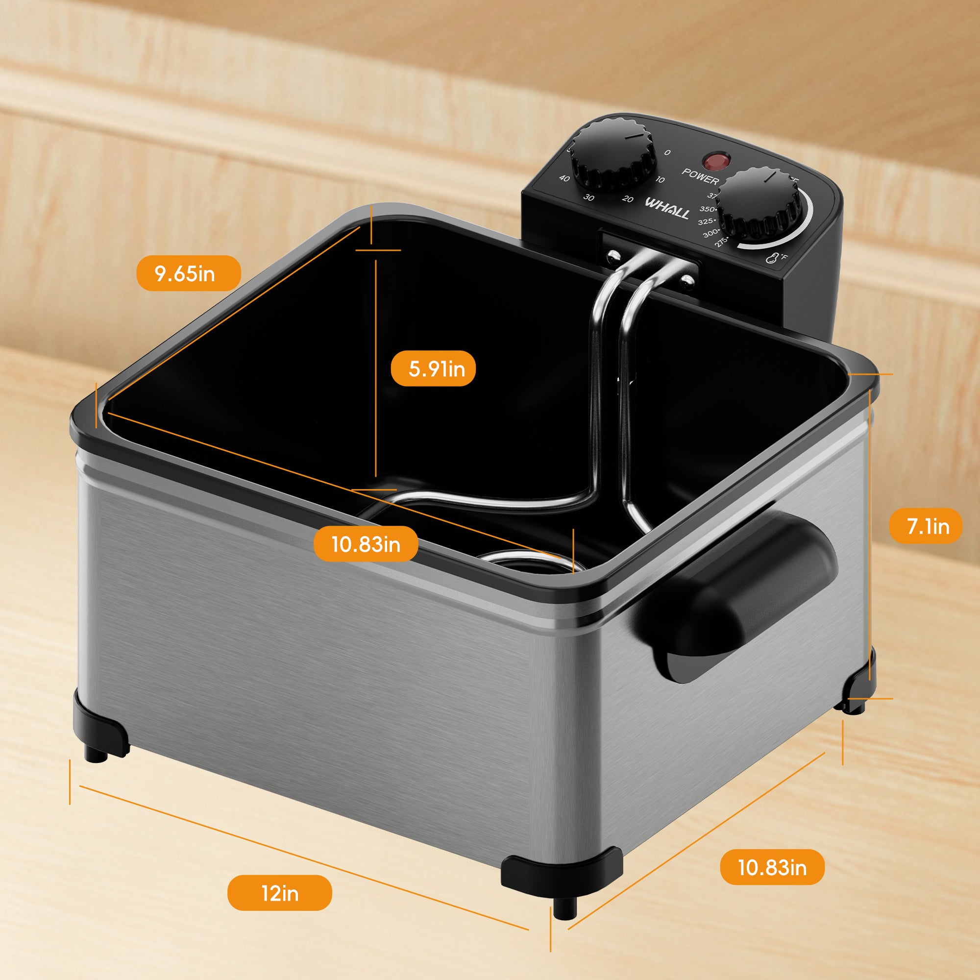 WHALL 5L Triple-Basket Electric Deep Fryer