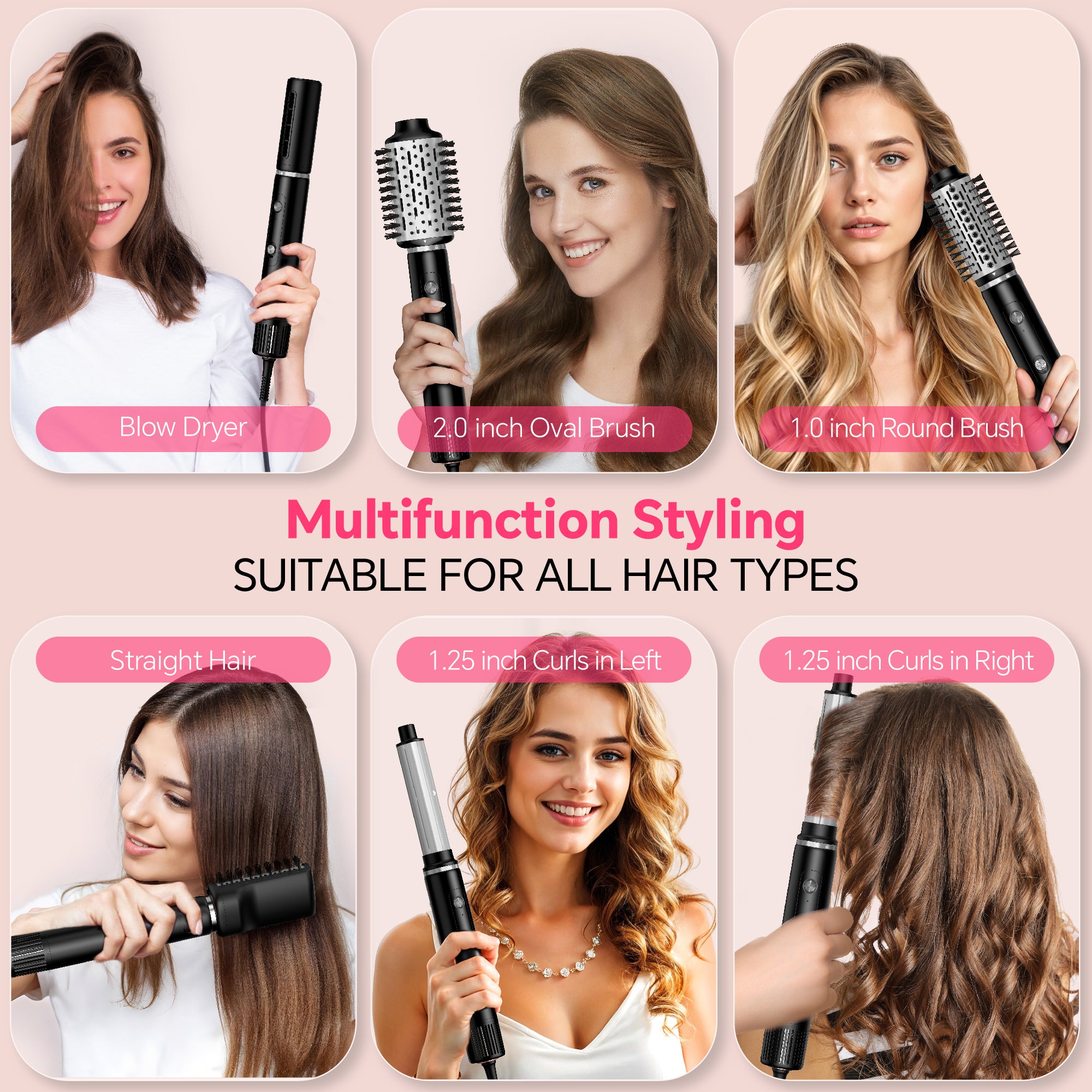 NICEBAY Hair Dryer Brush, Blow Dryer with 110000RPM Brushless Motor, Hot Air Styler 1300W