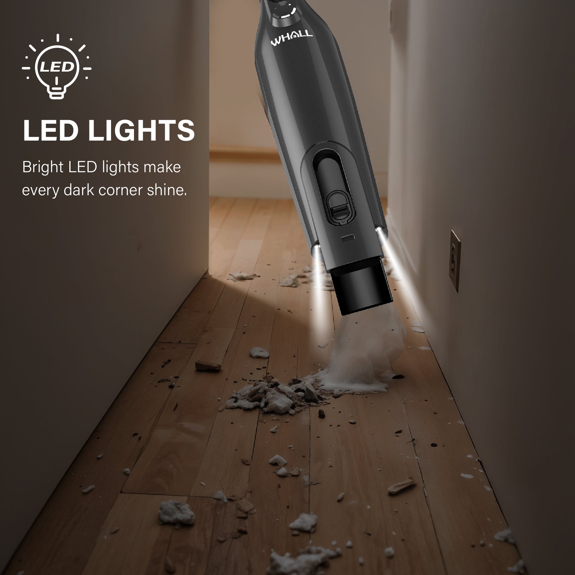 WHALL Cordless Handheld Vacuum Cleaner Portable, Powerful Suction, and LED Light for Home, Car