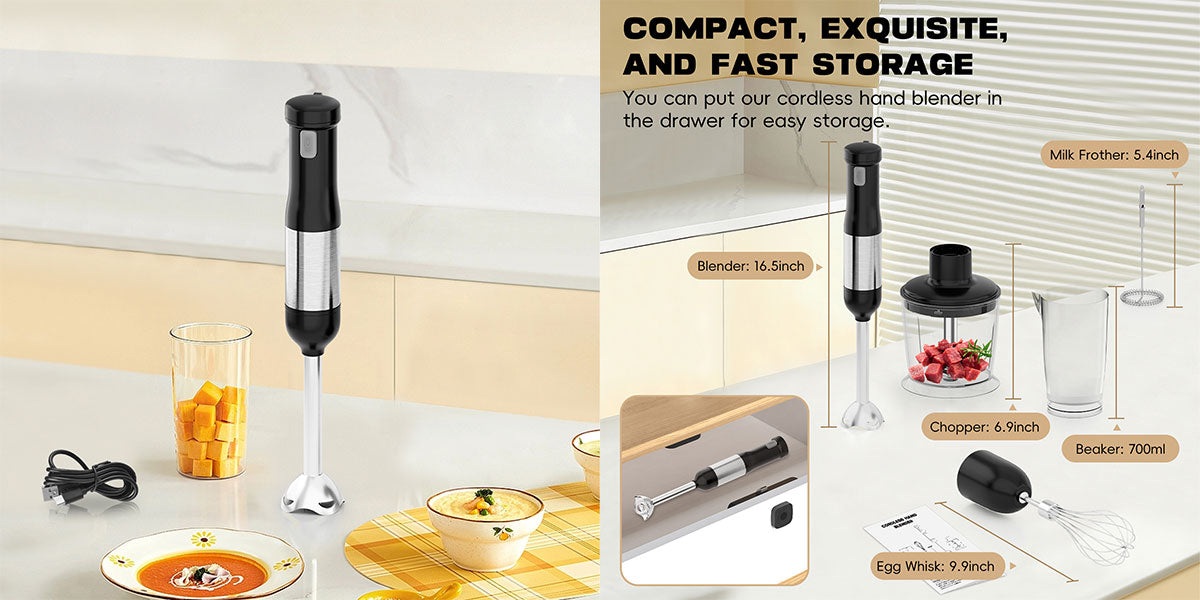 WhallPro® Cordless Immersion Hand Blender: The Ultimate 5-in-1 Kitchen Companion
