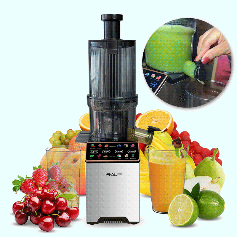 WHALL® Cold Press Juicer Machine with Touchscreen, Slow Masticating Machines with 3" Extra Large Feed Chute, Reverse Function, Soft & Hard Models