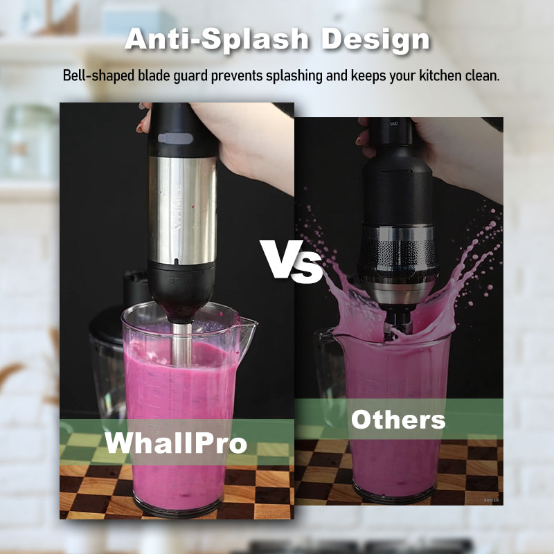 Whall Cordless Immersion Hand Blender, 5-in-1 Cordless Hand Blender Set – Rechargeable, One-Touch Control and Stainless Steel Blades for Smoothies, Shakes or Soups, Black