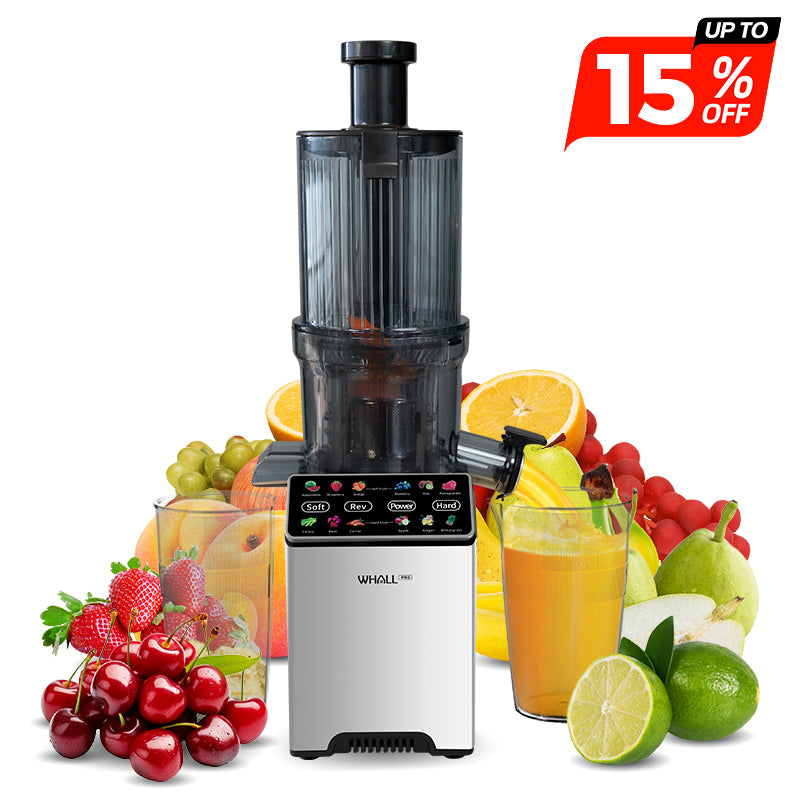 Whall Slow Masticating Juice - Cold Press Juicer Machines with Touchscreen，Reverse Function, Soft & Hard Produce, Quiet Motor