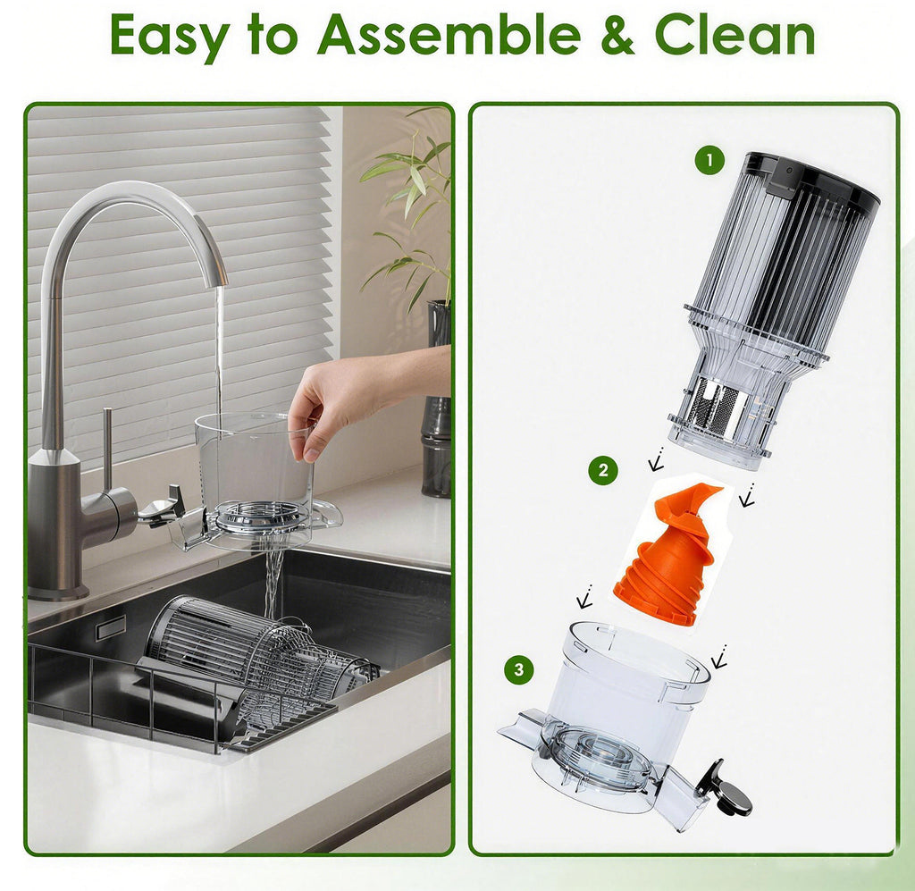 WhallPro® Cold Press Juicer Machine with Touchscreen, Slow Masticating Machines with 4.5" Extra Large Feed Chute, Reverse Function, Soft & Hard Models