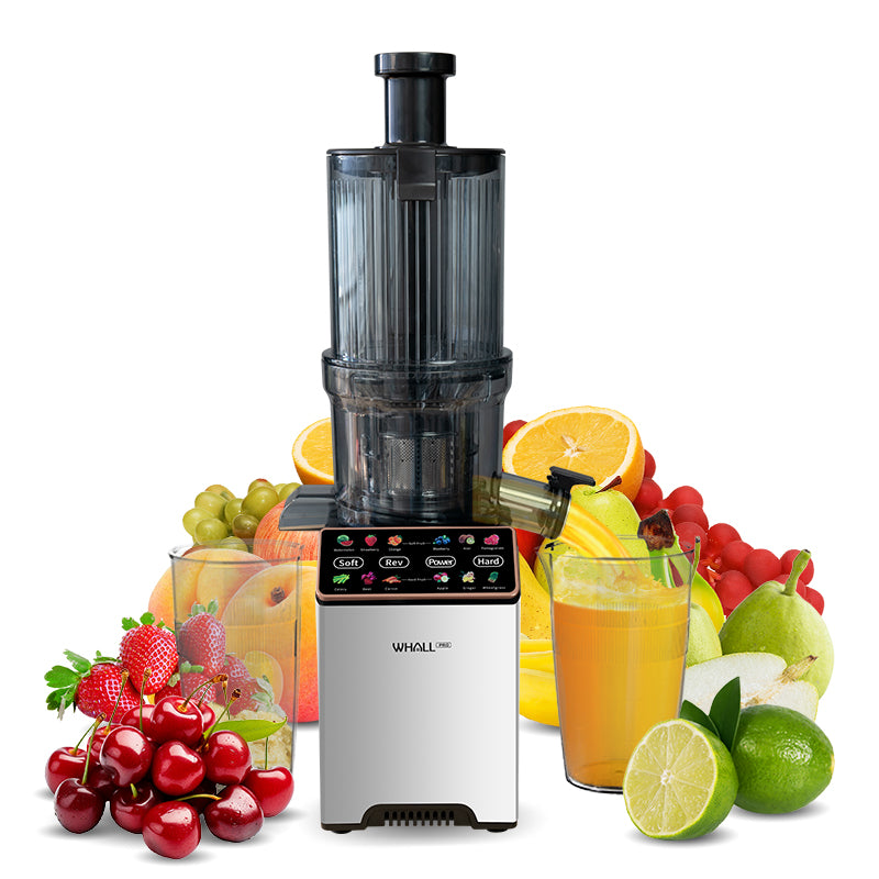 WHALL® Cold Press Juicer Machine with Touchscreen, Slow Masticating Machines with 3" Extra Large Feed Chute, Reverse Function, Soft & Hard Models