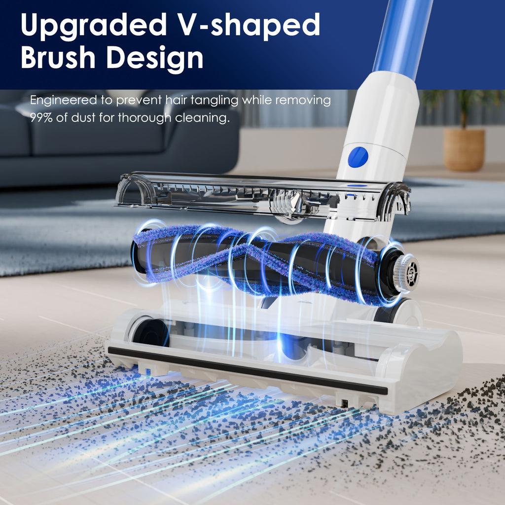 WHALL Cordless Vacuum Cleaner, Stick Vacuum with Brushless Motor, Rechargeable Lightweight Vacuum for Carpet, Hard Floor & Pet Hair, 45Min Runtime
