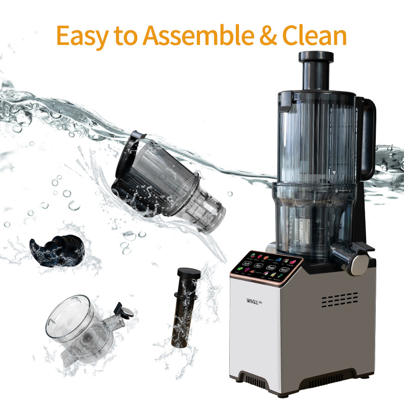 WHALL® Cold Press Juicer Machine with Touchscreen, Slow Masticating Machines with 3" Extra Large Feed Chute, Reverse Function, Soft & Hard Models