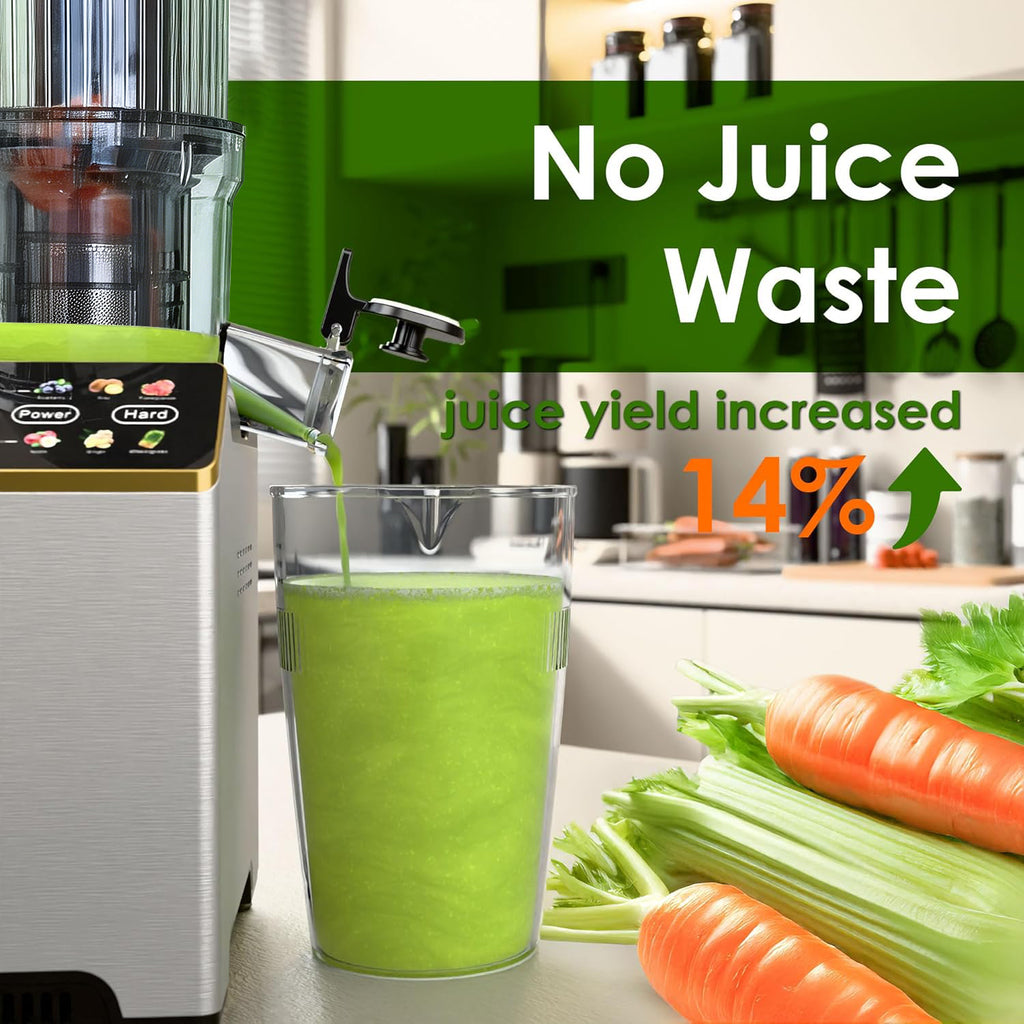 WhallPro® Cold Press Juicer Machine with Touchscreen, Slow Masticating Machines with 4.5" Extra Large Feed Chute, Reverse Function, Soft & Hard Models