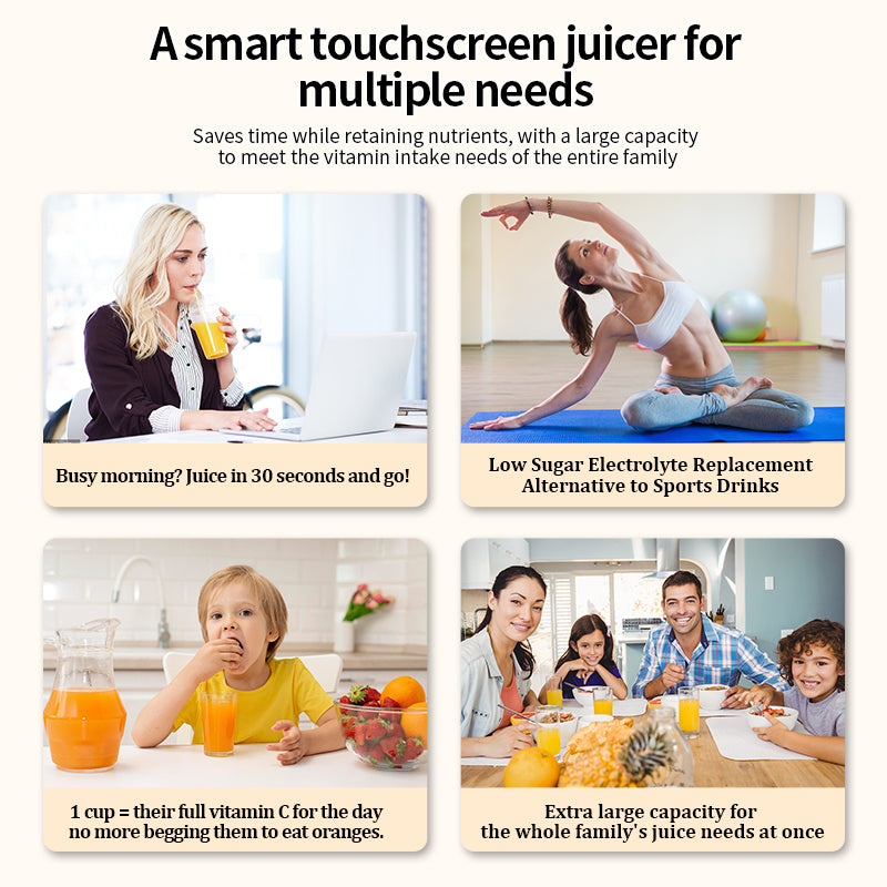 WHALL® Cold Press Juicer Machine with Touchscreen, Slow Masticating Machines with 3" Extra Large Feed Chute, Reverse Function, Soft & Hard Models