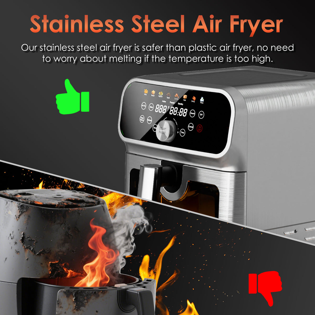 WHALL 6QT All-Stainless Air Fryer