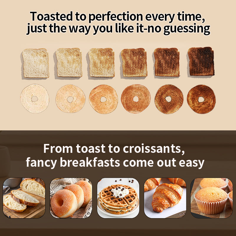 Whall Stainless Steel Smart Toaster, 2 Slice | Projection Touchscreen, 1.5" Extra-Wide Slots, Digital Timer, Reheat & Defrost, Warming Rack, Removable Crumb Tray