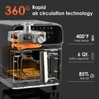 WhallPro 6QT All-Stainless Air Fryer, 8-in-1 Hot Oven with Digital LED Touchscreen