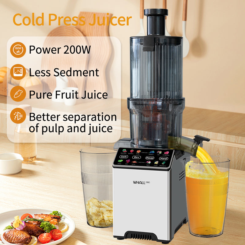 Whall Slow Masticating Juice - Cold Press Juicer Machines with Touchscreen，Reverse Function, Soft & Hard Produce, Quiet Motor