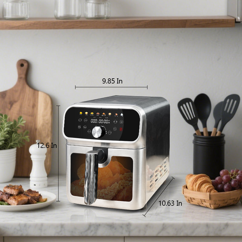 WhallPro 6QT All-Stainless Air Fryer, 8-in-1 Hot Oven with Digital LED Touchscreen
