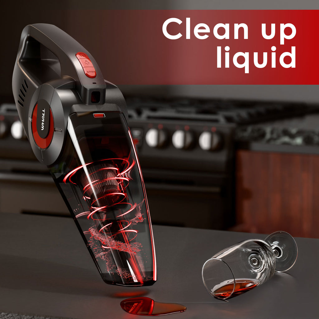 WHALL Handheld Vacuum - Powerful Cordless Hand Vacuum Cleaner, Wet & Dry Cleaning, Adjustable Power & Quiet Operation