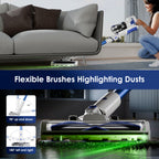 WHALL Cordless Vacuum Cleaner, Stick Vacuum with Brushless Motor, Rechargeable Lightweight Vacuum for Carpet, Hard Floor & Pet Hair, 45Min Runtime