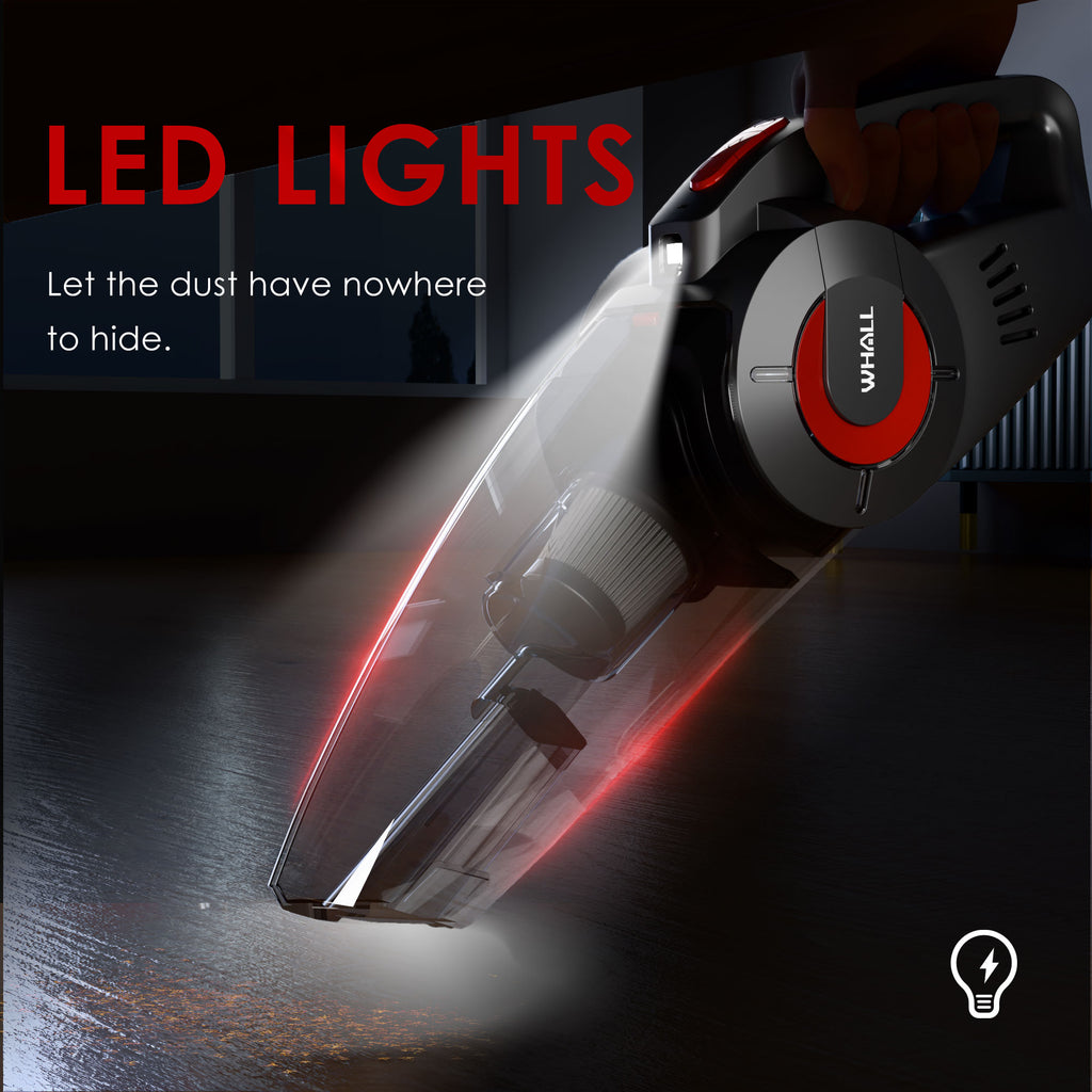 WHALL Handheld Vacuum - Powerful Cordless Hand Vacuum Cleaner, Wet & Dry Cleaning, Adjustable Power & Quiet Operation