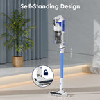 WHALL Cordless Vacuum Cleaner, Stick Vacuum with Brushless Motor, Rechargeable Lightweight Vacuum for Carpet, Hard Floor & Pet Hair, 45Min Runtime