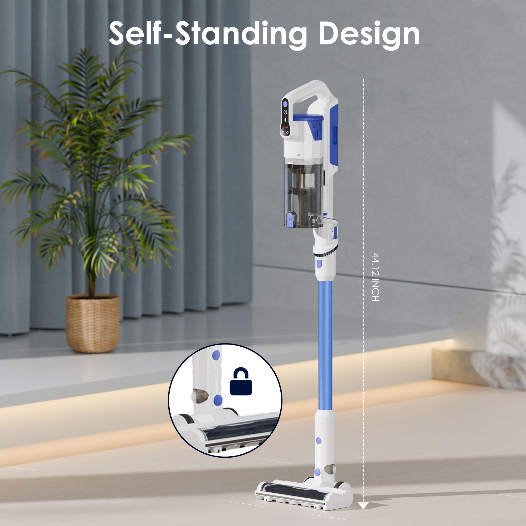WHALL Cordless Vacuum Cleaner, Stick Vacuum with Brushless Motor, Rechargeable Lightweight Vacuum for Carpet, Hard Floor & Pet Hair, 45Min Runtime