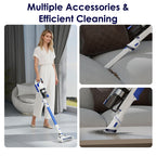 WHALL Cordless Vacuum Cleaner, Stick Vacuum with Brushless Motor, Rechargeable Lightweight Vacuum for Carpet, Hard Floor & Pet Hair, 45Min Runtime