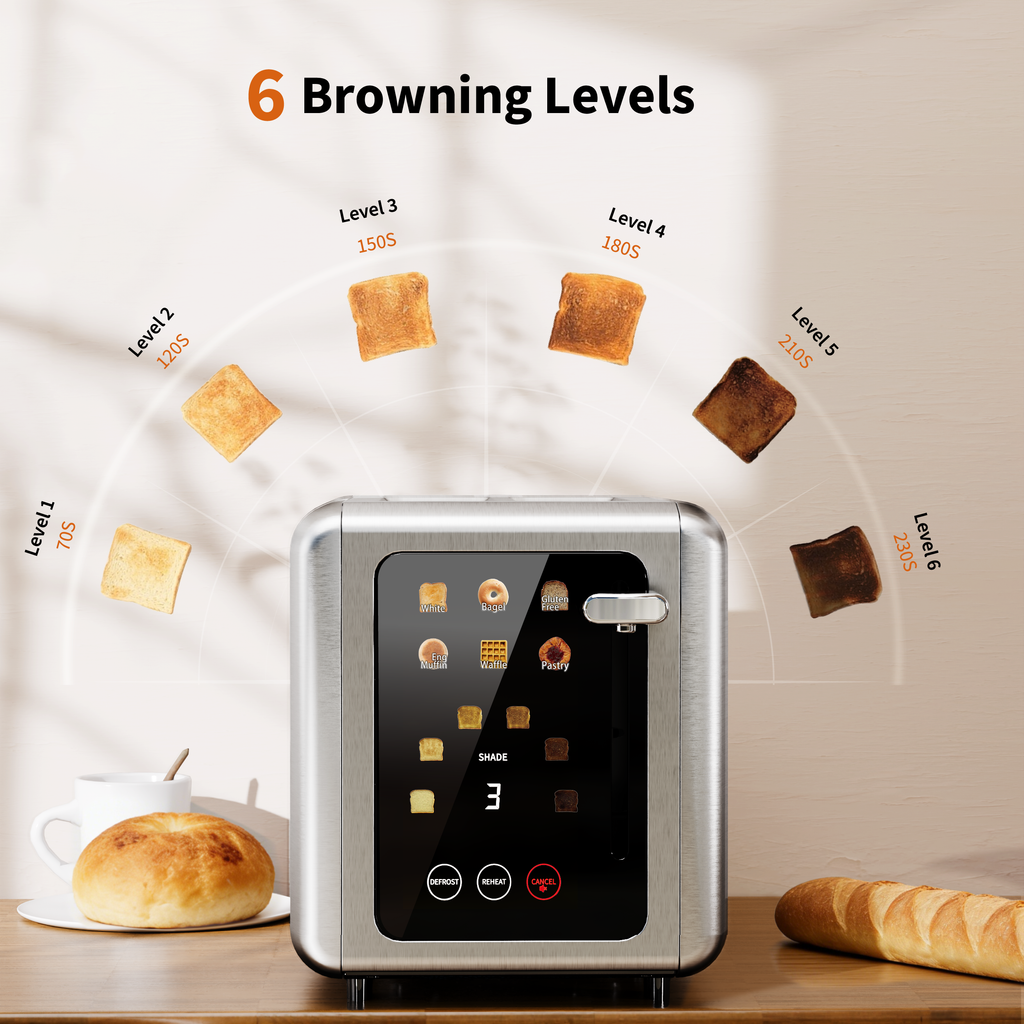 WHALL 2-Slice Touchscreen Toaster