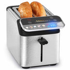 Whall Stainless Steel Smart Toaster, 2 Slice | Projection Touchscreen, 1.5" Extra-Wide Slots, Digital Timer, Reheat & Defrost, Warming Rack, Removable Crumb Tray