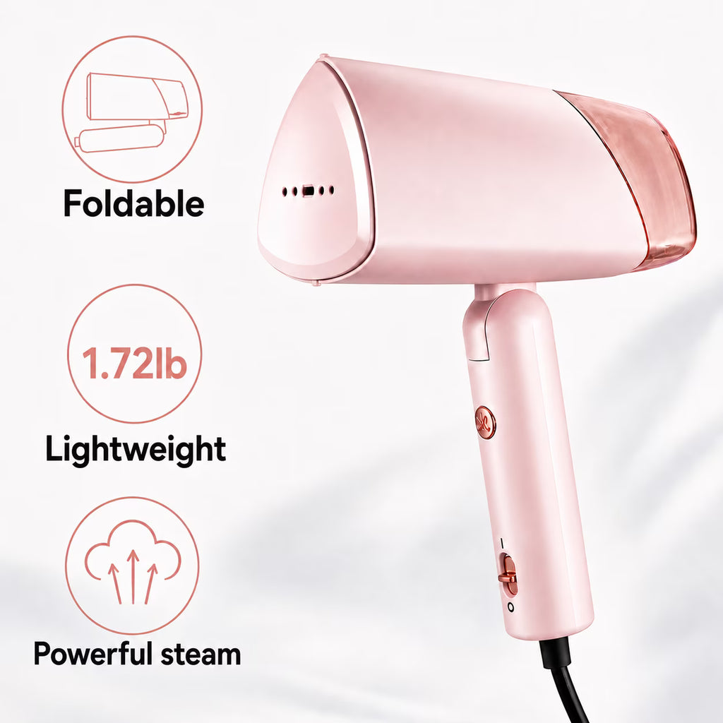 WHALL Foldable Handheld Steamer, Portable Lightweight Wrinkle Remover with Fast Heating & Powerful Steam, Compact Design Garment Steamer for Home and Travel
