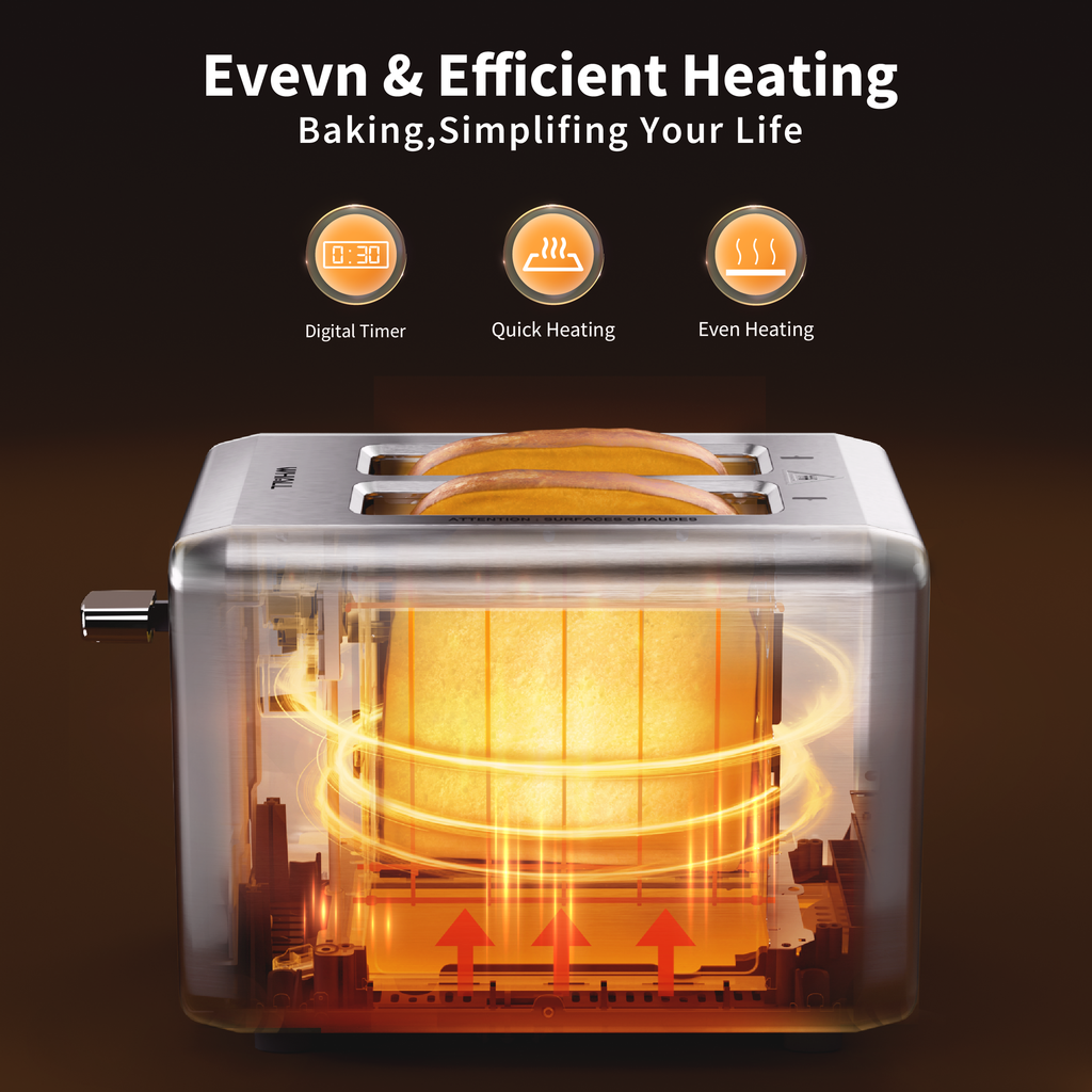 WHALL 2-Slice Touchscreen Toaster