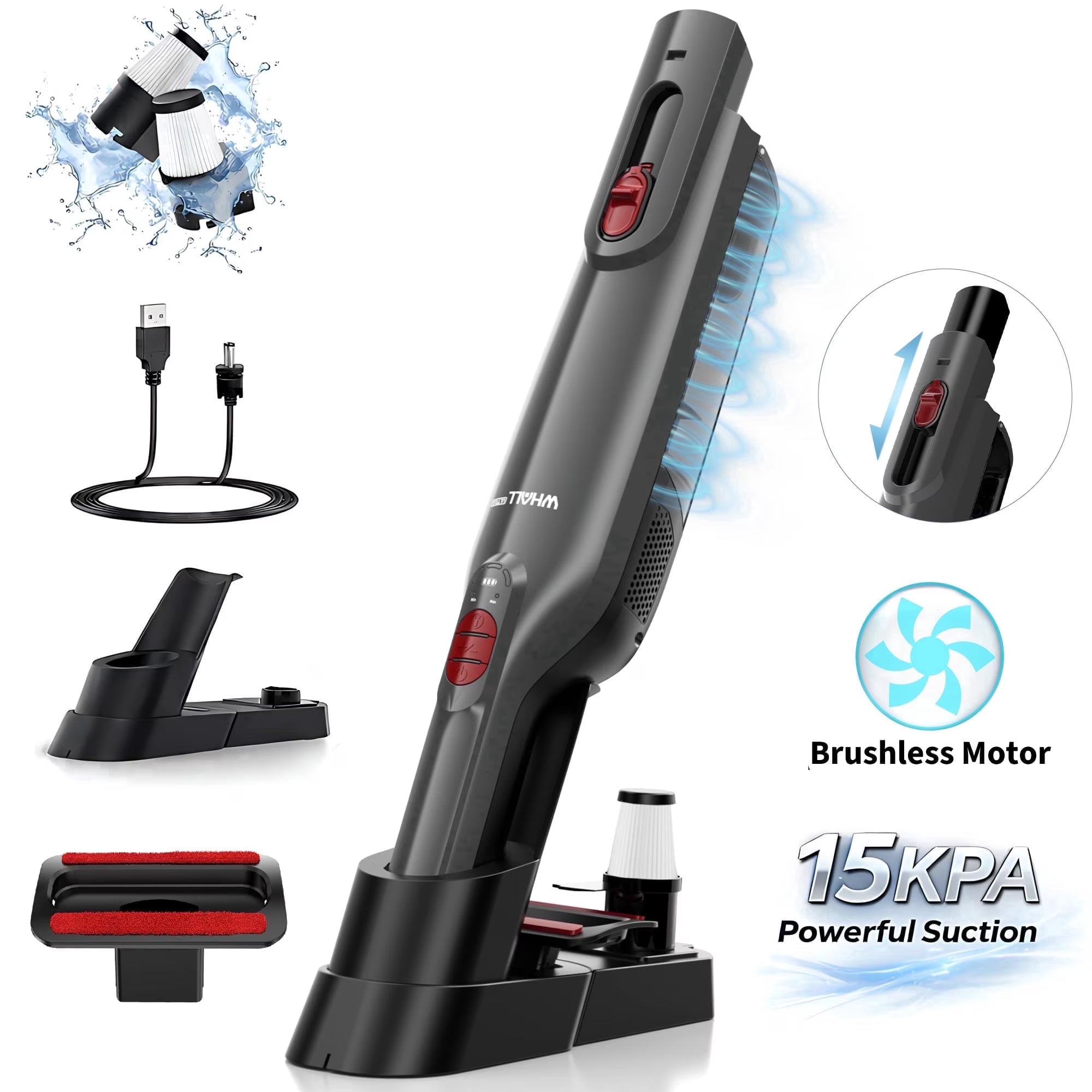 WHALL 15kPa Cordless Handheld Vacuum Cleaner