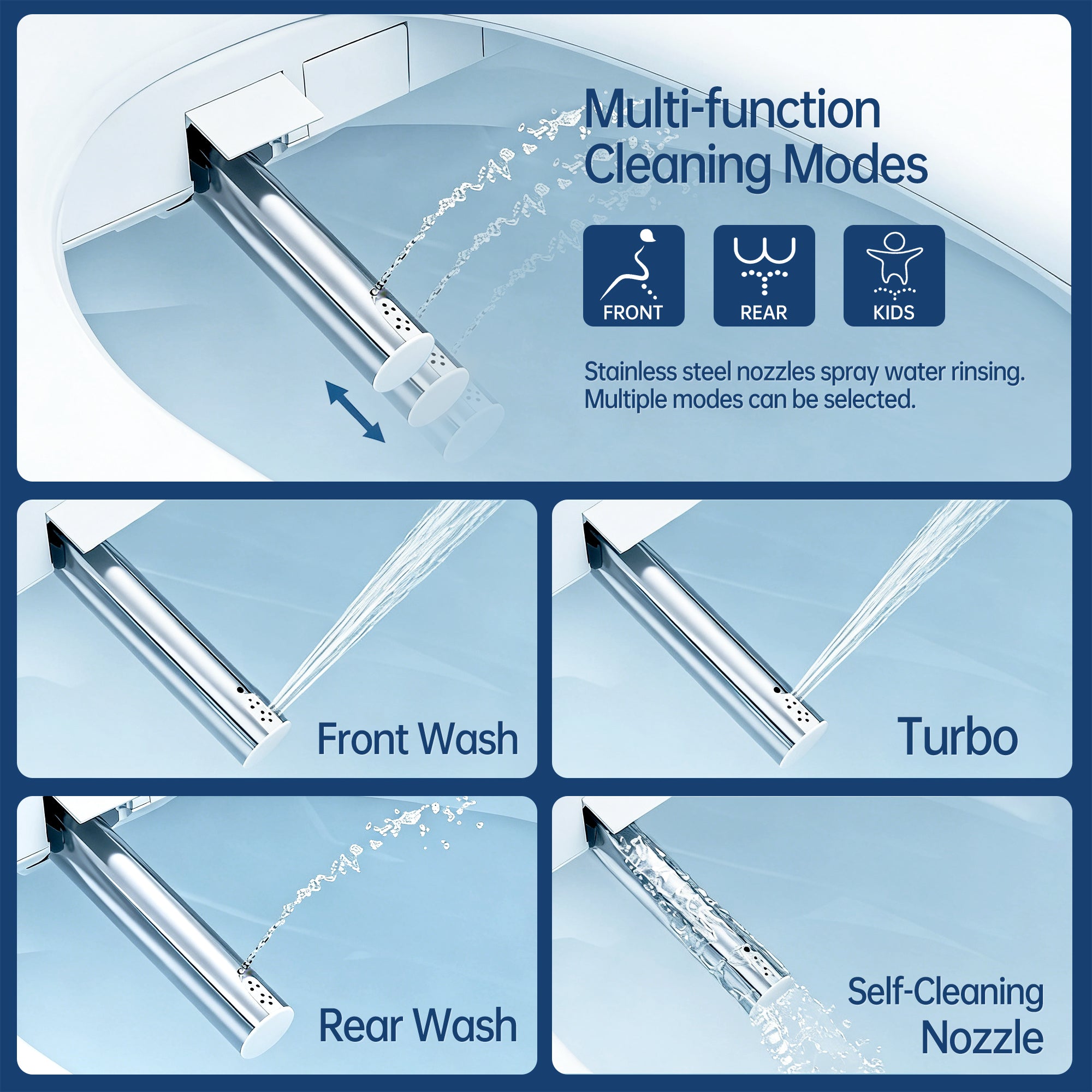 WHALL Smart Electric Bidet Toilet Seat for Elongated Toilets