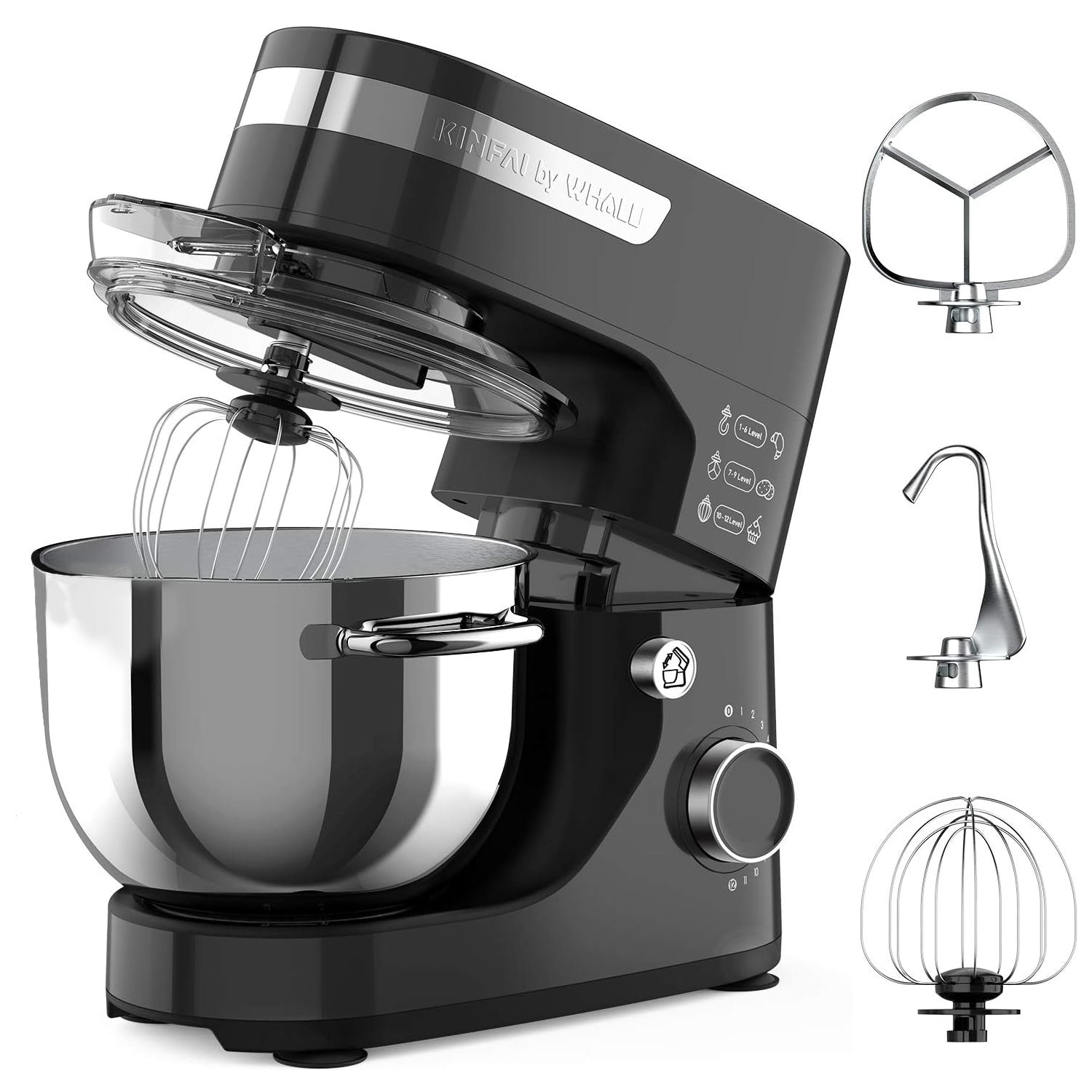4.3 qt 550 W Tilt-Head Stainless Steel Bowl Electric Food Stand Mixer, Black