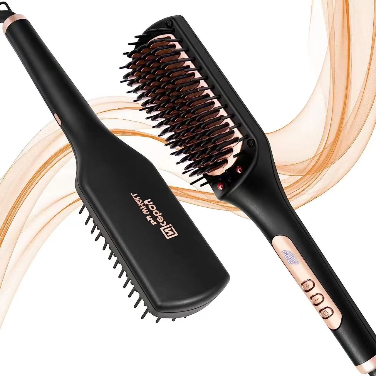 NICEBAY®HS-101 Hair Straightener Brush, Ionic Hair Straightener Comb with 6 Temp,Auto-Off & Anti-Scald & Effective Hair Care