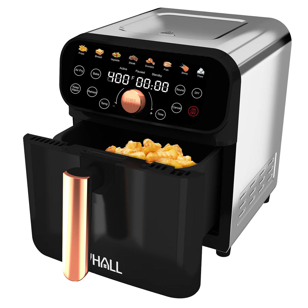 WHALL Air Fryer - 6.2QT Air Fryer Oven, 12-in-1 Stainless Steel Air Fryer  with LED Smart Touchscreen, Reduce 85% Fat, 1600W