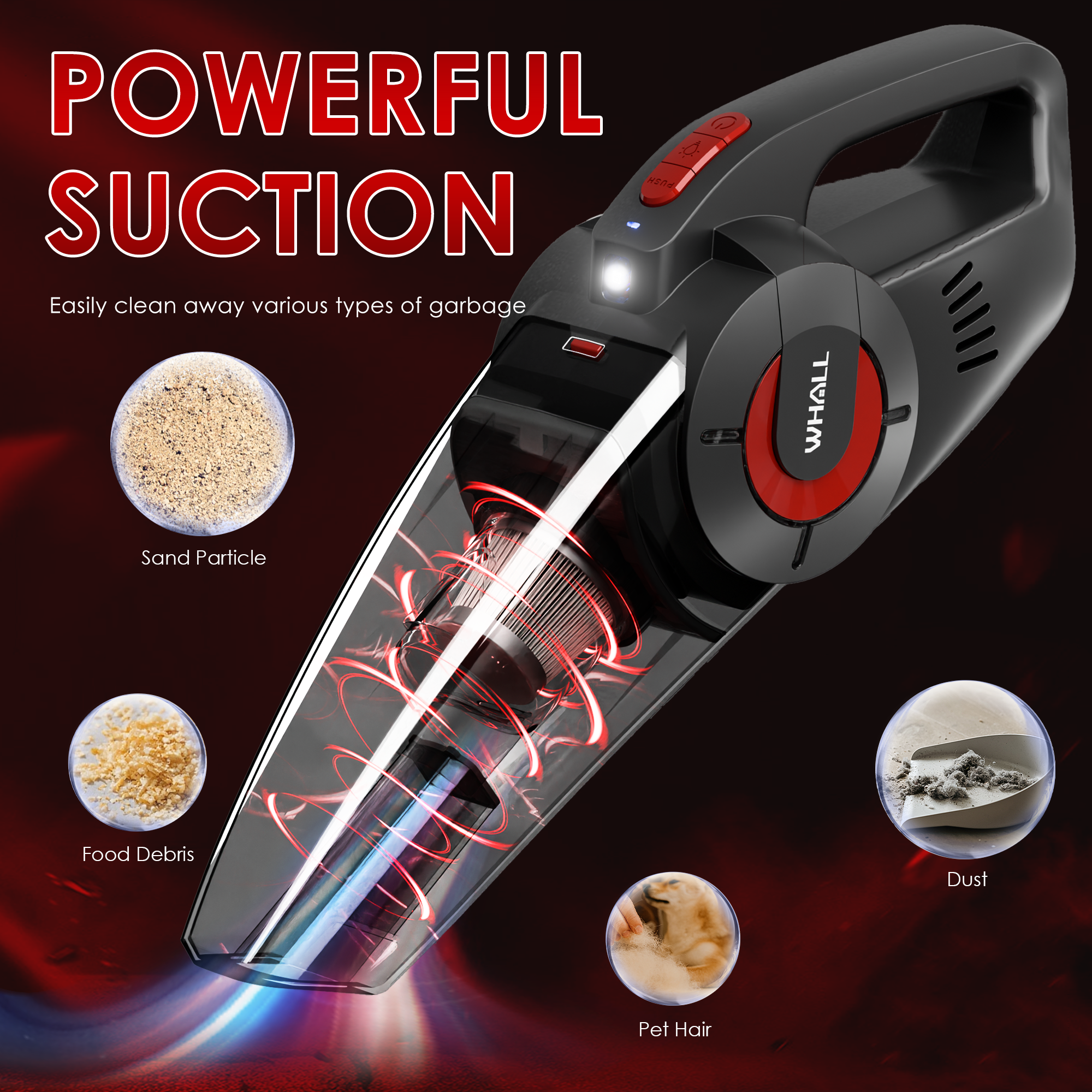 WHALL Cordless Wet & Dry Handheld Vacuum Cleaner