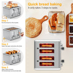 Whall Knob Toaster 2 Slice | Stainless Steel, Digital Timer, Sound | 6 Bread Types & Shades