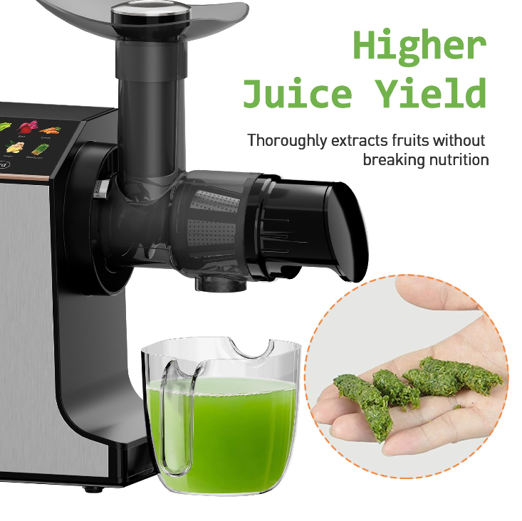 Whall Slow Masticating Juice - Cold Press Juicer Machines with Touchscreen，Reverse Function, Soft & Hard Produce, Quiet Motor