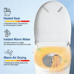 WHALL - Smart Bidet Toilet Seat, Retractable Dual Nozzles & Adjustable Pressure, Heated Seat & Warm Water