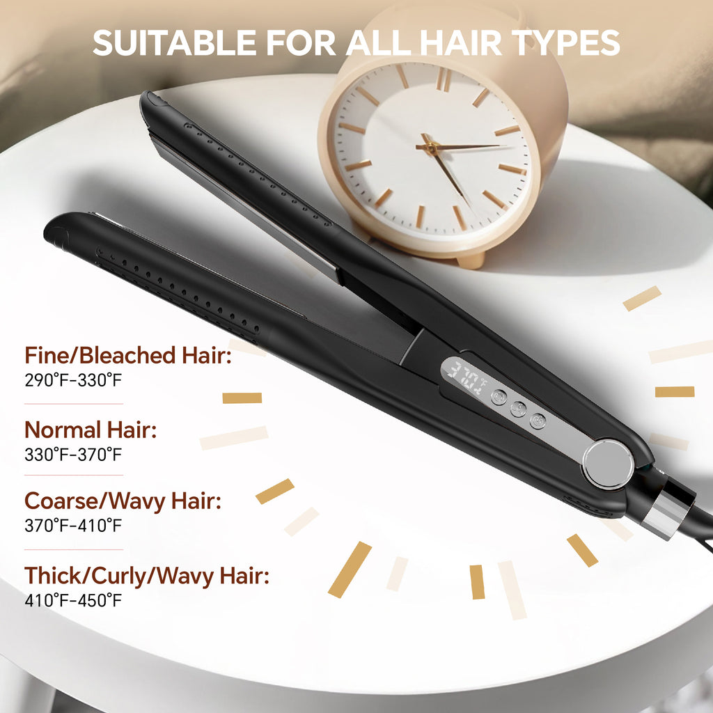 Nicebay Hair Straightener, Airflow Styling, 1 inch Curling Wand Cool Air Vent, 5 Temp, Dual Voltage