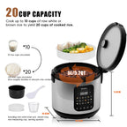 WHALL Digital Rice Cooker – 10-Cup Uncooked / 20-Cup Cooked Capacity,Slow Cooker, Oatmeal Setting, Auto Keep Warm Feature, Stainless Steel