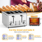 Whall Knob Toaster 2 Slice | Stainless Steel, Digital Timer, Sound | 6 Bread Types & Shades